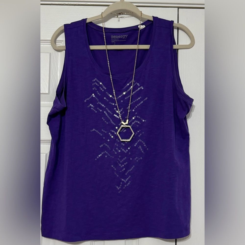 Zenergy by Chico’s by “Sammie”Sequin Scoop Tank!